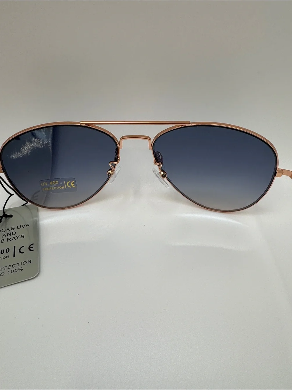 Bershka Rose Gold Frame Sunglasses with Gradient Blue Lenses